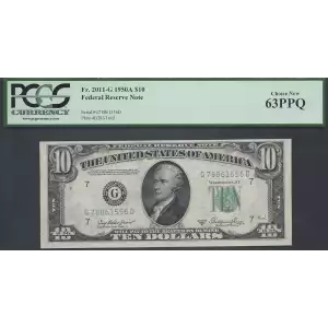 $10 1950-A.  Small Size $10 Federal Reserve Notes 2011-G