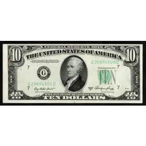 $10 1950-A.  Small Size $10 Federal Reserve Notes 2011-G