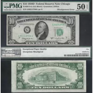 $10 1950-D.  Small Size $10 Federal Reserve Notes 2014-G