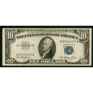 $10 1953 blue seal. Small Silver Certificates 1706