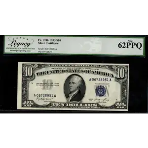 $10 1953 blue seal. Small Silver Certificates 1706