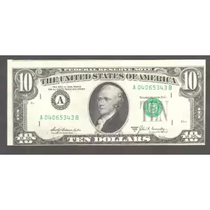 $10 1969-A. Treasury seal. Small Size $10 Federal Reserve Notes 2019-A