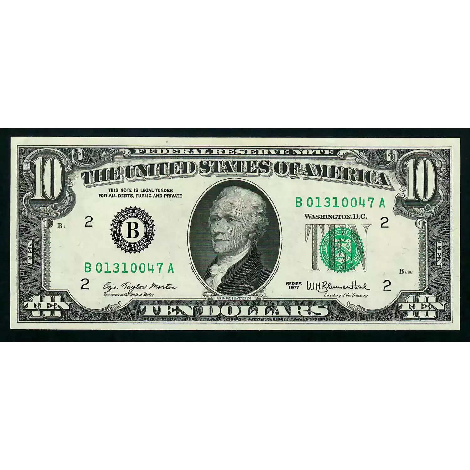 $10 1977 Treasury Small Size $10 Federal Reserve Notes 2023