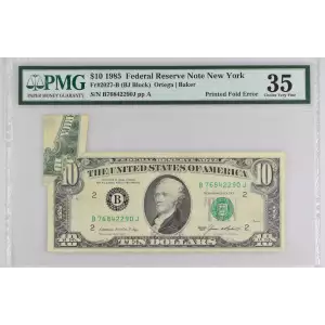 $10 1985 Treasury seal. Small Size $10 Federal Reserve Notes 2027-B