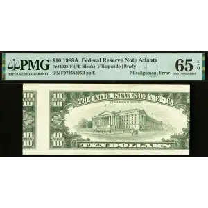 $10 1988-A. Treasury seal. Small Size $10 Federal Reserve Notes 2028-F