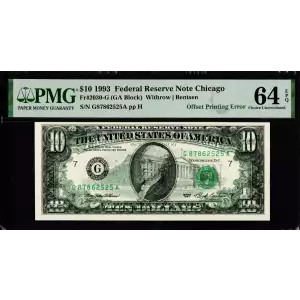 $10 1993 Treasury seal. Small Size $10 Federal Reserve Notes 2030-G