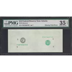 $10 19xx FRN Missing Second Face Printing Error =Only Serials + Seals= PMG 35EPQ