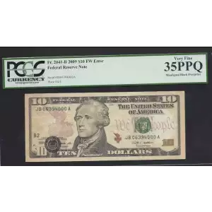 $10 2009 Treasury seal. Small Size $10 Federal Reserve Notes 2041-B