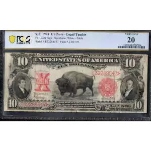$10  Small Red, scalloped Legal Tender Issues 122m