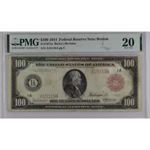 $100 1914 Red Seal Federal Reserve Notes 1072A