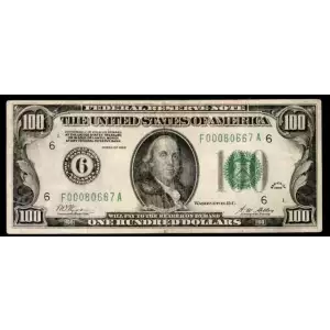 $100 1928  Small Size $100 Federal Reserve Notes 2150-F