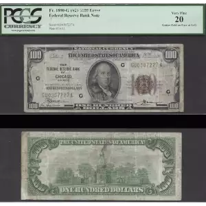 $100 1929 brown seal Small Federal Reserve Bank Notes 1890-G