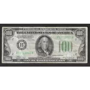 $100 1934-A.  Small Size $100 Federal Reserve Notes 2153-B