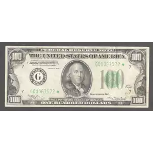 $100 1934-A.  Small Size $100 Federal Reserve Notes 2153-Gm*