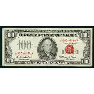$100 1966 red seal. Small Legal Tender Notes 1550