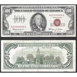 $100 1966 red seal. Small Legal Tender Notes 1550