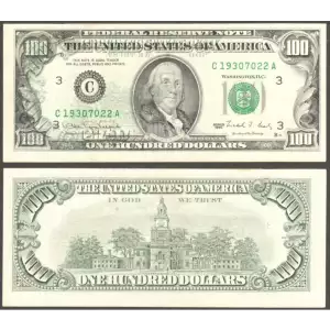$100 1990  Small Size $100 Federal Reserve Notes 2173-C