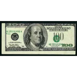 $100 1996  Small Size $100 Federal Reserve Notes 2175-K