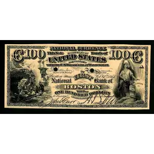 $100 Original Red with rays, blue serial no. First Charter Period 452