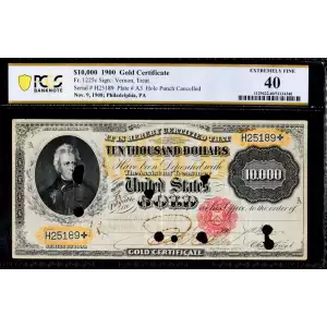 $10,000 1900 Small Red Gold Certificates 1225c