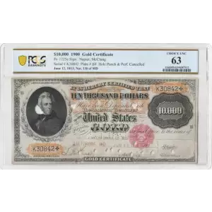 $10,000 1900 Small Red Gold Certificates 1225e (2)