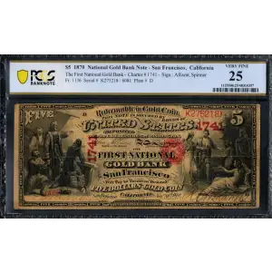 1870 Red Treasury Seal First National Gold Bank 1136 (2)