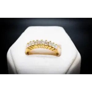 18k Yellow Gold Natural Diamond Band Princess Cut .80 CTW