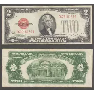 $2 1928-D red seal. Small Legal Tender Notes 1505