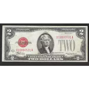 $2 1928-D red seal. Small Legal Tender Notes 1505