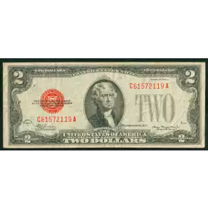 $2 1928-D red seal. Small Legal Tender Notes 1505