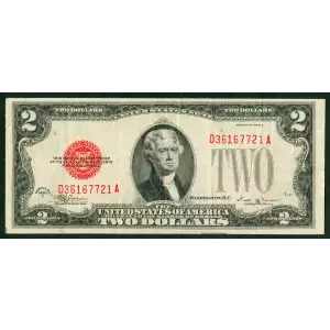 $2 1928-E red seal. Small Legal Tender Notes 1506