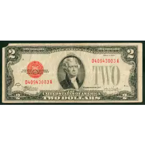 $2 1928-F red seal. Small Legal Tender Notes 1507