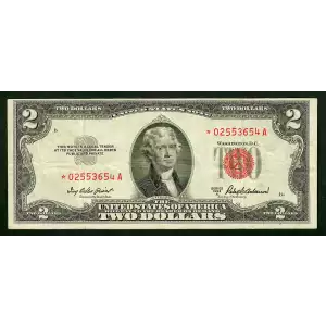 $2 1953-A red seal. Small Legal Tender Notes 1510*