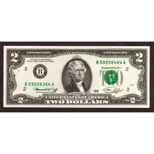 $2 1976 Green seal Small Size $2 Federal Reserve Notes 1935-B