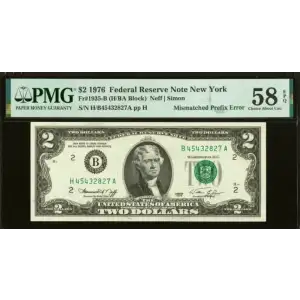 $2 1976 Green seal Small Size $2 Federal Reserve Notes 1935-B (2)