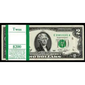 $2 1976 Green seal Small Size $2 Federal Reserve Notes 1935-E