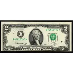 $2 1976 Green seal Small Size $2 Federal Reserve Notes 1935-G