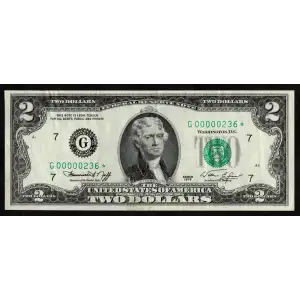 $2 1976 Green seal Small Size $2 Federal Reserve Notes 1935-G*