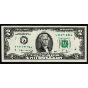 $2 1976 Green seal Small Size $2 Federal Reserve Notes 1935-G