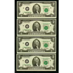 $2 1976 Green seal Small Size $2 Federal Reserve Notes 1935-L