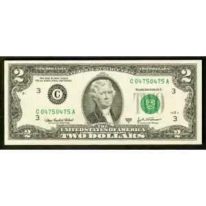 $2 2003-A. Green seal Small Size $2 Federal Reserve Notes 1938-C