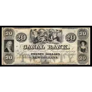 $20 18xx Canal Bank of New Orleans, LA Unsigned Remainder Obsolete Ch CU