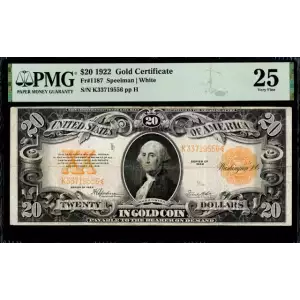 $20 1922 Gold Gold Certificates 1187