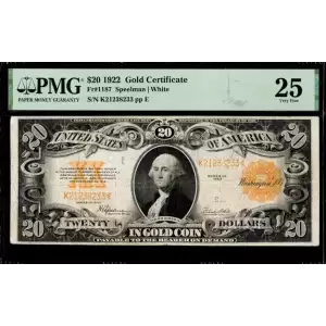 $20 1922 Gold Gold Certificates 1187