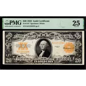 $20 1922 Gold Gold Certificates 1187