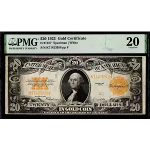 $20 1922 Gold Gold Certificates 1187 (2)