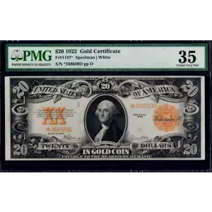 $20 1922 Gold Gold Certificates 1187*