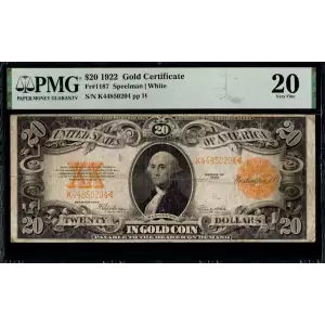 $20 1922 Gold Gold Certificates 1187 (2)