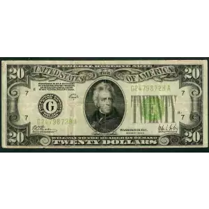 $20 1928-C. Green seal. Small Size $20 Federal Reserve Notes 2053-G