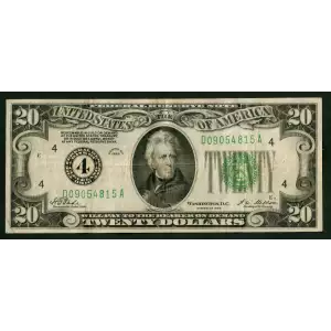 $20 1928 Green seal. Small Size $20 Federal Reserve Notes 2050-D (2)